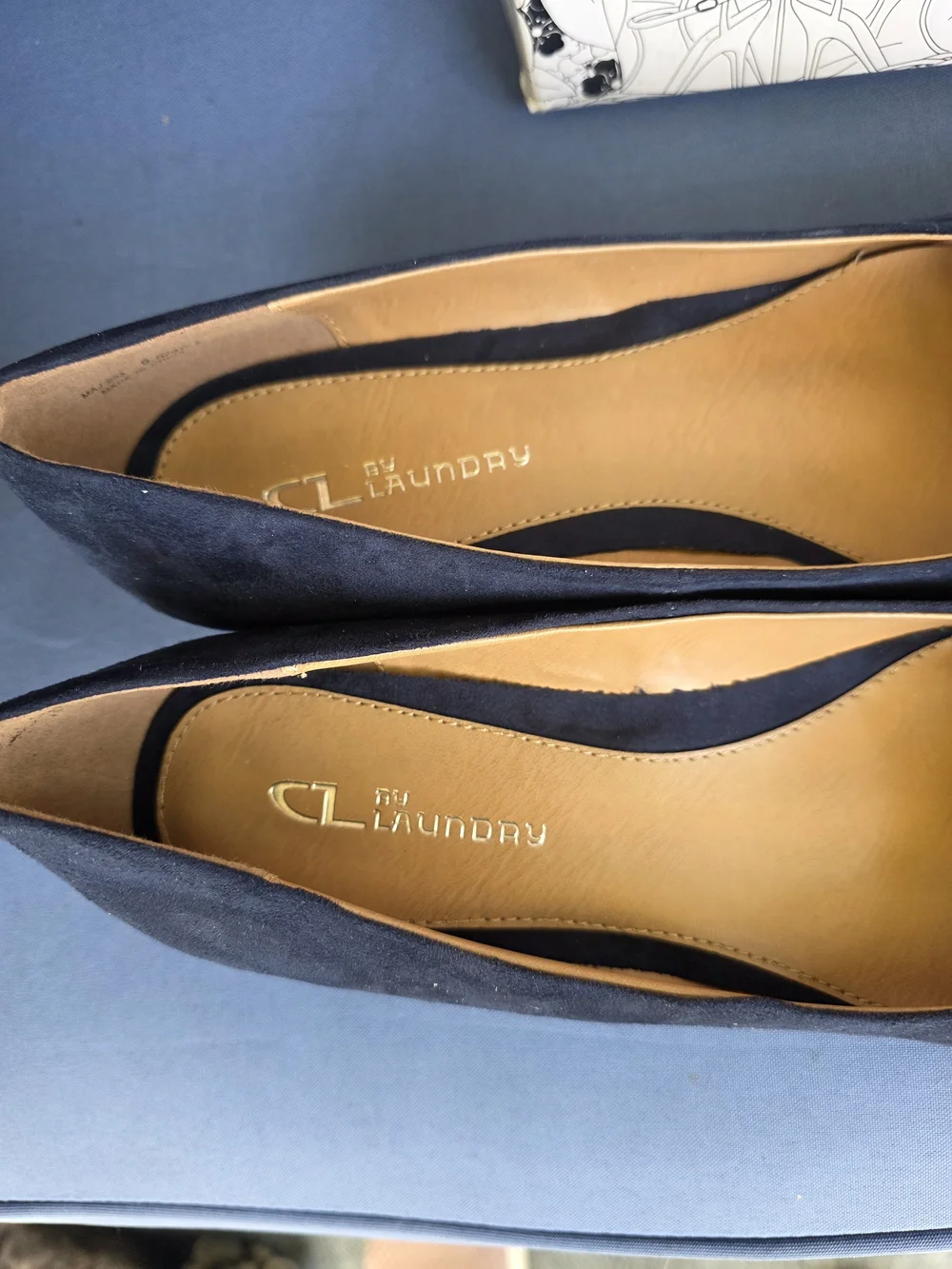 CL by Laundry Navy Suede Wedge Heels New In Box. Size 9.5 Office Chic Comfycore